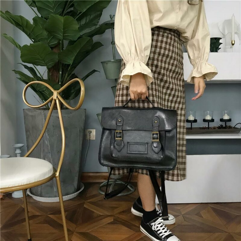 Mochila satchel vintage - Negra - Bolsa mochila