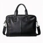 Maletín para hombre, cuero negro - Maletín Bolso