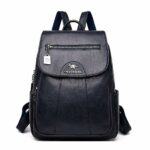 Mochila de piel city para mujer - Azul marino - Mochila escolar Mochila