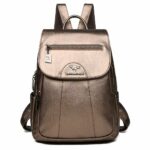 Mochila urbana de piel para mujer - Oro - Mochila de piel