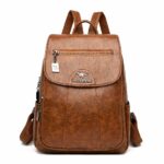 Mochila de piel city para mujer - Marrón - Mochila de piel para mujer Mochila