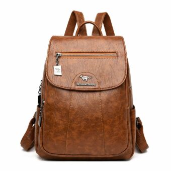 Mochila de piel city para mujer - Marrón - Mochila de piel para mujer Mochila