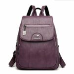 Mochila urbana de cuero para mujer - Morado - Mochila de cuero para mujer Mochila