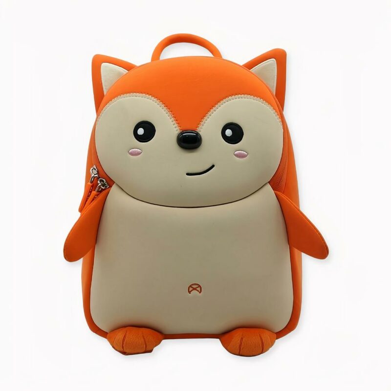 Mochila infantil de zorro naranja. Buena calidad y muy de moda.
