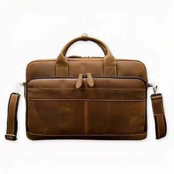 Bolso satchel vintage para hombre - Beige - Bolso de piel para portátil