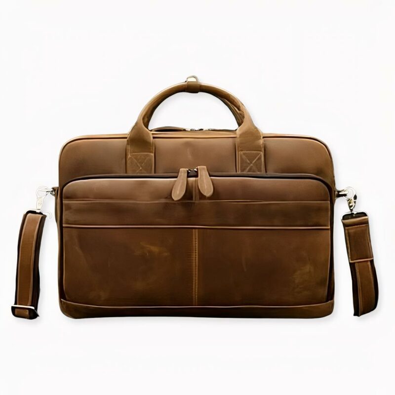 Bolso satchel vintage para hombre - Beige - Bolso de piel para portátil