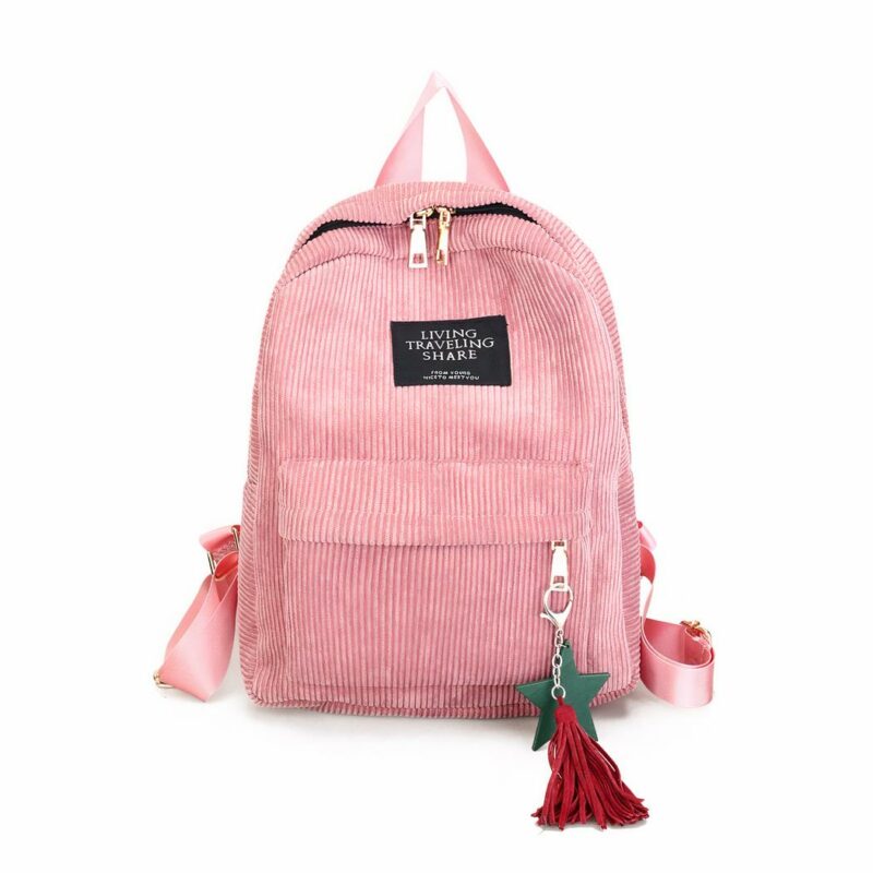 Mochila de pana para mujer - Rosa - Bolsa mochila