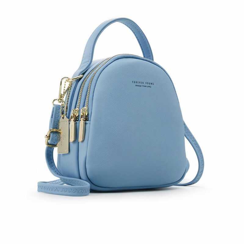 Mochila pequeña con cremallera para mujer - Azul - Mochilas Mochilas