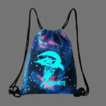 Mochila Fortnite que brilla en la oscuridad - Azul - Bolso Mochila con cordón