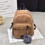 Mochila pequeña de pana para mujer - Marrón - Mochila Mochila escolar