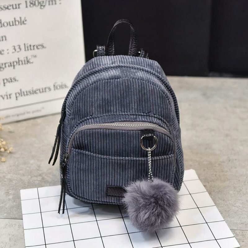 Mochila pequeña de pana para mujer - Gris - Bolso Bolso