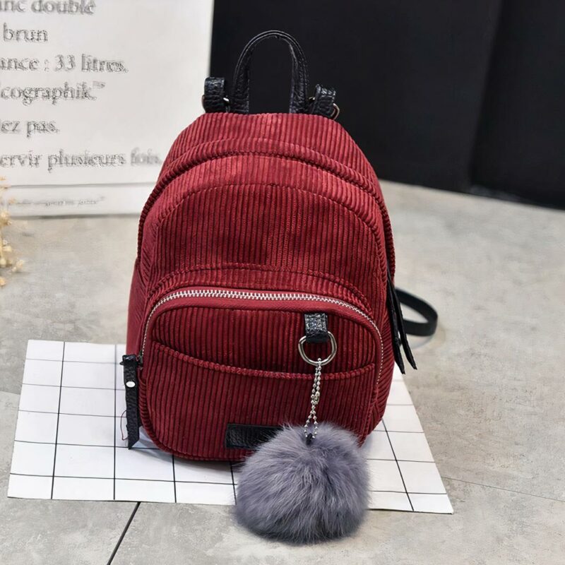 Mochila pequeña de pana para mujer - Rojo - Mochila Mochila para niña