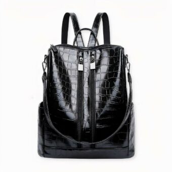 Descubra esta mochila de estilo urbano, que le conquistará por su practicidad y su estilo elegante. Fabricada en imitación de piel con estampado de cocodrilo, aportará un toque de moda a sus conjuntos. Su capacidad le permitirá llevar siempre consigo sus imprescindibles diarios.
