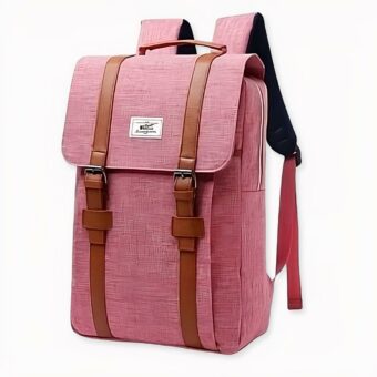Mochila de tela estilo vintage - Rosa - Mochila escolar Mochila para portátil
