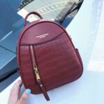 Mochila pequeña de mujer con estampado de cocodrilo - Rojo - Bolso de piel