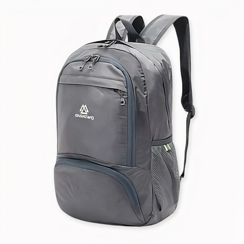 Mochila plegable de nylon: impermeable y ligera - Gris - Mochila de senderismo Mochila