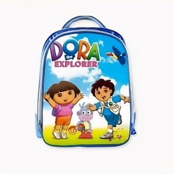 Mochila escolar Dora, Babouche y Diego. Color azul, buena calidad y muy de moda.