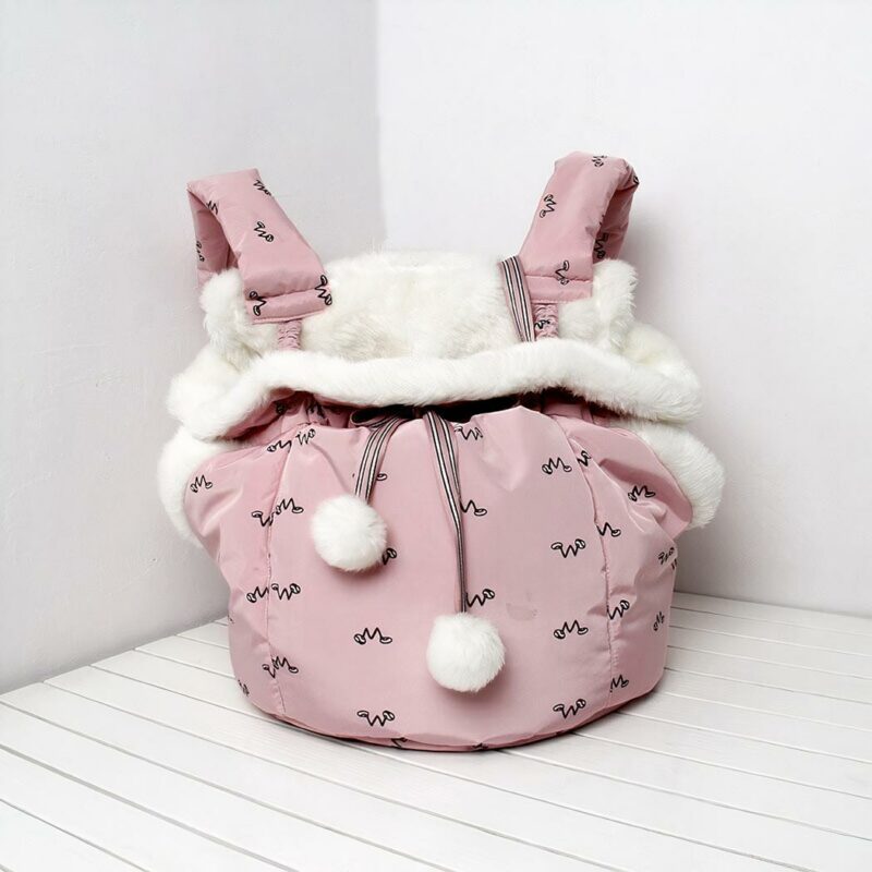 Mochila de transporte semicerrada para cachorro y gato - Rosa, M - Perro Gato