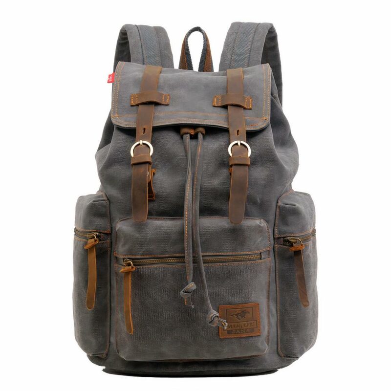 Mochila de lona para hombre - Gris - Mochila escolar Mochila