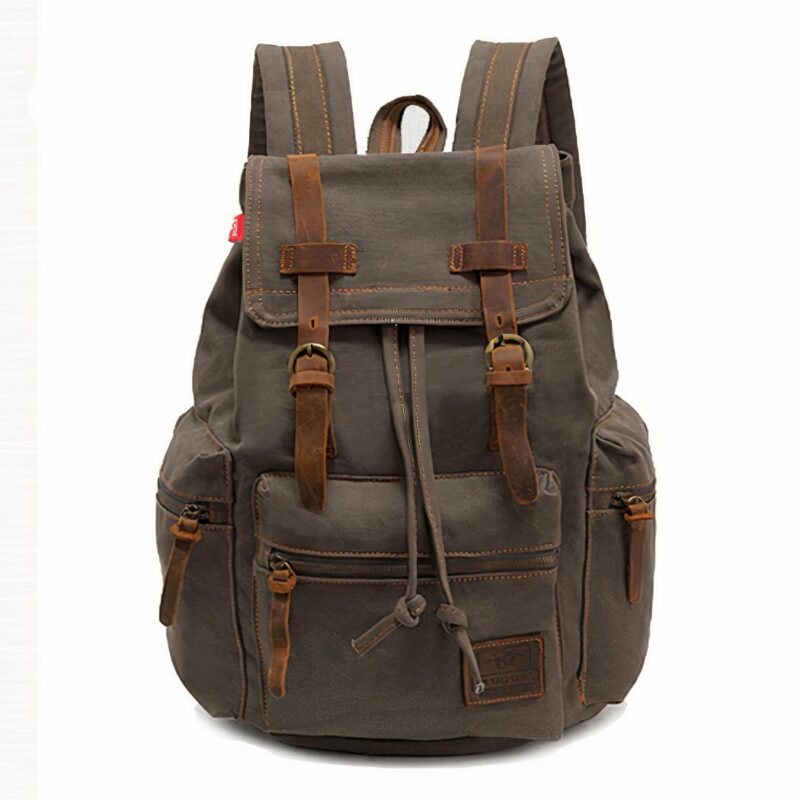 Mochila de lona para hombre - Caqui - Mochila Mochila para portátil