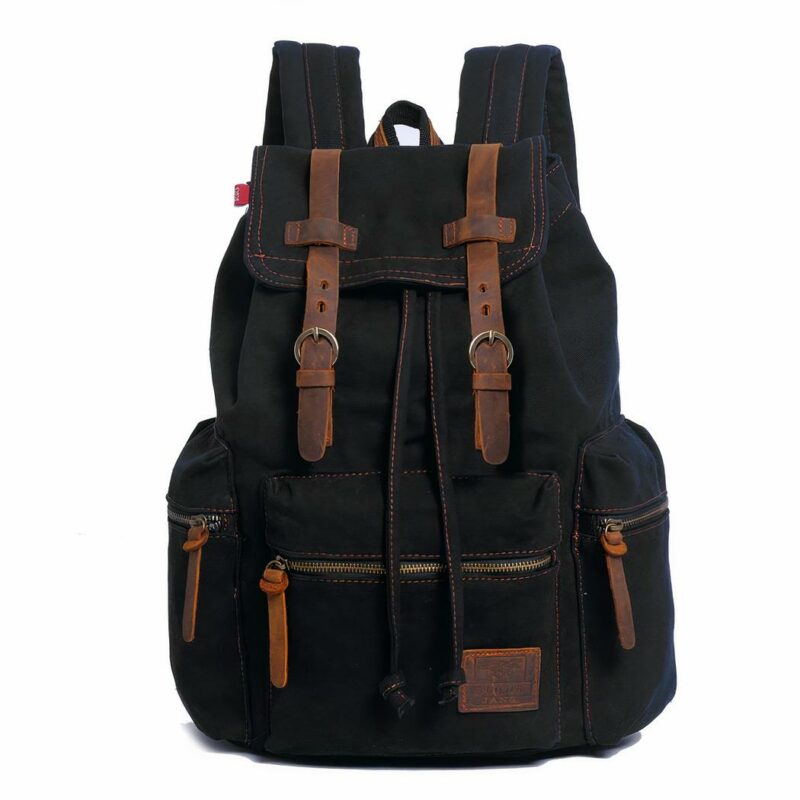 Mochila de lona para hombre - Negra - Mochila Mochila escolar