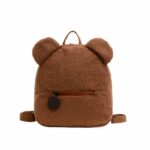 Mochila escolar infantil de forro polar - Marrón - Mochila osito de peluche