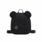 Mochila escolar infantil de forro polar - Negra - Mochila osito de peluche