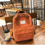 Mochila de pana para ordenador de mujer - Naranja - Mochila escolar Mochila