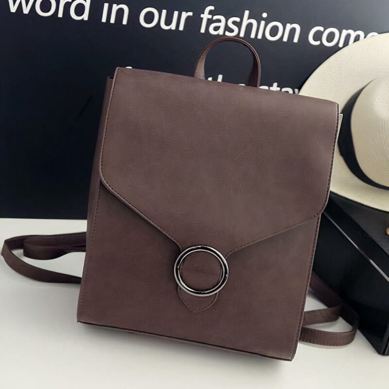 Mochila retro para mujer - Marrón - Mochila de piel