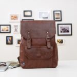 Cartera vintage de piel sintética - Marrón - Mochila de piel