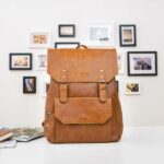 Cartera vintage de piel sintética - Camel - Mochila de piel