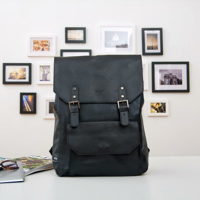 Cartera vintage de piel sintética - Negra - Mochila Mochila escolar