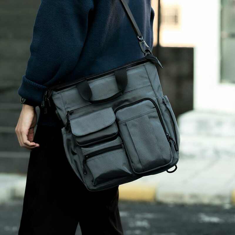 Bolso Bolso de hombre Bolsa de hombro Bolsa de mensajero A4 almacenamiento 14 pulgadas PC impermeable Gran capacidad al aire libre