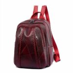 Mochila vintage de cuero PU para señoras - Roja - Bolsa mochila