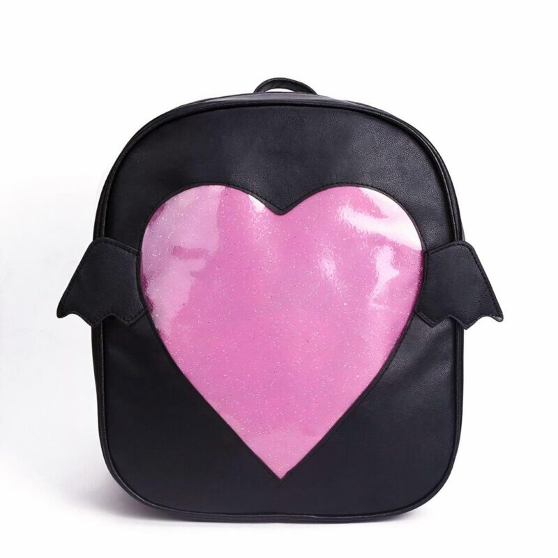 Mochila niña con solapa motivo corazón - Negra - Ita-sac Mochila escolar