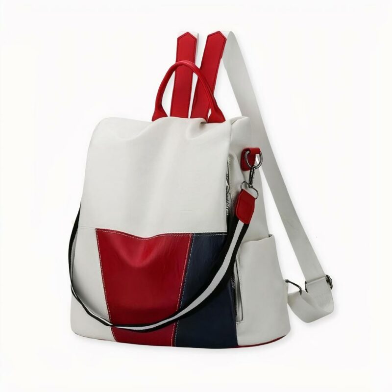 Una mochila multicolor para mujer que le encantará llevar allá donde vaya. Esta mochila de piel sintética realzará su look con su magnífico toque de elegancia y glamour. Llévela al trabajo, a la universidad o incluso de viaje. Su gran compartimento y sus múltiples bolsillos harán que llevar sus cosas sea coser y cantar.