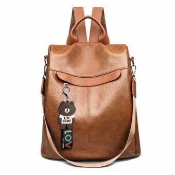 Mochila multifunción de mujer en cuero PU - Marrón - Mochila Mochila antirrobo