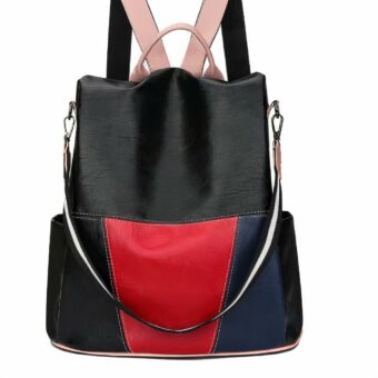 Mochila de cuero PU para mujer - Negra - Mochila Antirrobo
