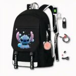 Mochila Stitch con cargador USB - Blanca - Mochila escolar Camiseta