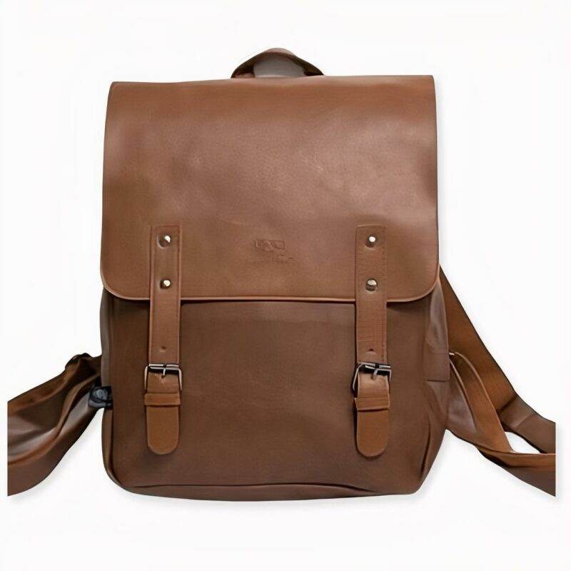 Mochila compacta de cuero PU - Naranja - Bolso tote vegano