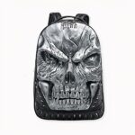 Mochila calavera de cuero grueso - Plata - Mochila Mochila para portátil