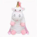 Mochila de felpa con forma de unicornio, de buena calidad y muy de moda.