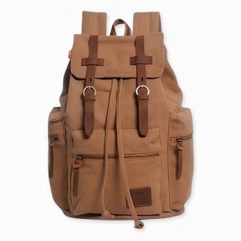 Mochila de lona para hombre - Marrón - Mochila escolar Mochila