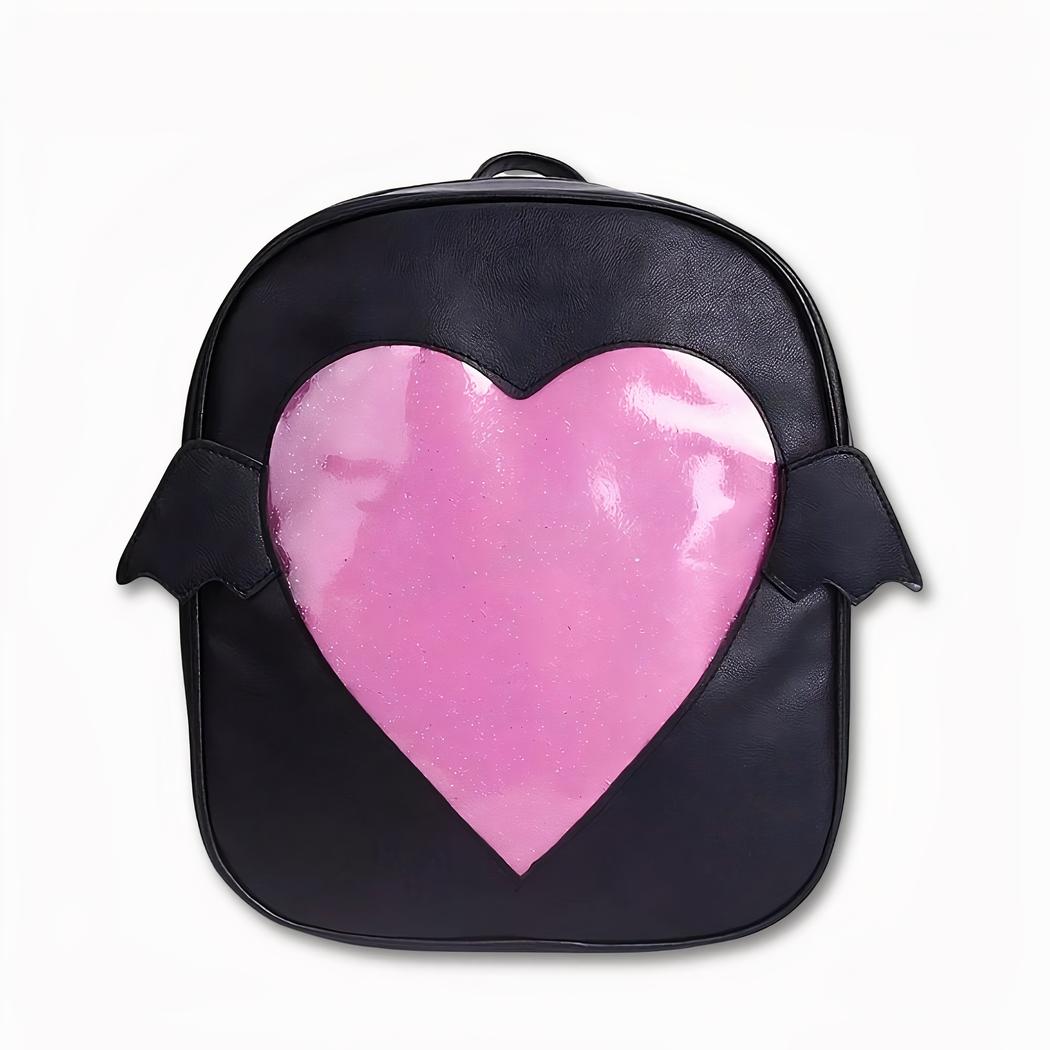 Mochila niña con solapa motivo corazón - Negra - Ita-sac Mochila escolar