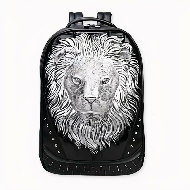 Sac_à_dos_tête_de_lion_en_relief_3D_2 Mochila con cabeza de león en relieve 3D - Plata - Mochila Mochila para portátil