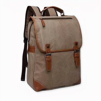 Mochila vintage de lona para hombre - Gris - Mochila para portátil Mochila escolar