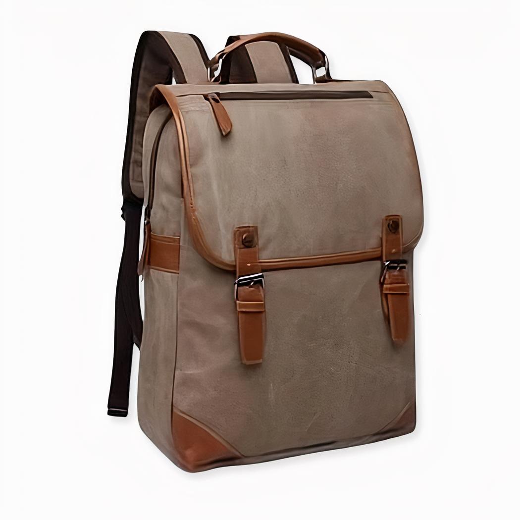 Mochila vintage de lona para hombre - Gris - Mochila para portátil Mochila escolar