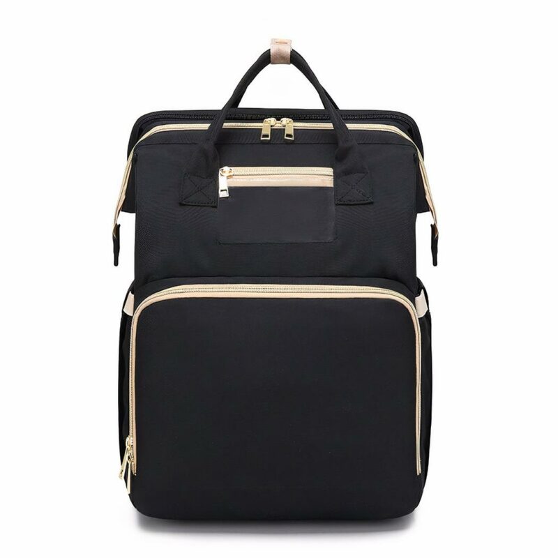 Mochila con cuna plegable - Negra - Bolso cambiador Bolsa