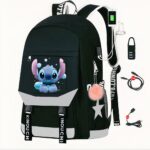 Mochila Stitch con cargador USB - Gris - Mochila escolar Camiseta