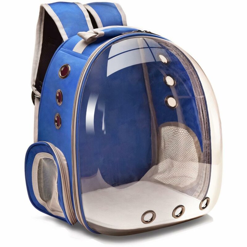 Mochila transparente para mascotas pequeñas - Azul - Perro Gato